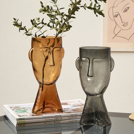 Human Head Glass Vase