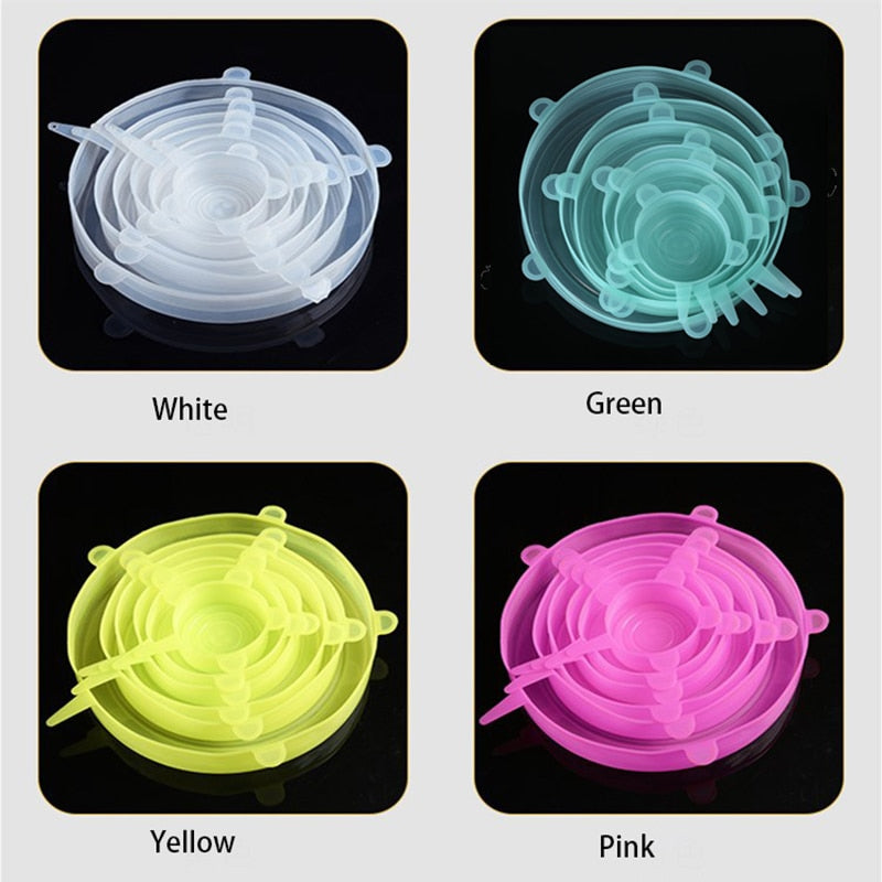 6PCS  Stretch Silicone Food Wrap Bowl Lid Microwave Sealed