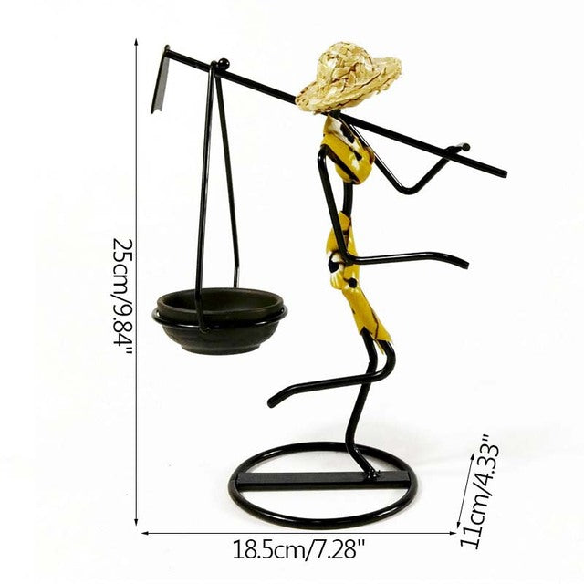 Girl Character Iron Candlestick