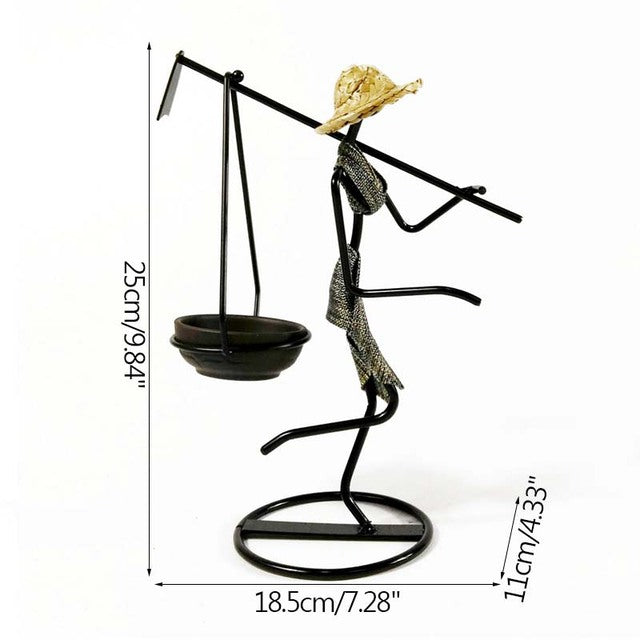 Girl Character Iron Candlestick